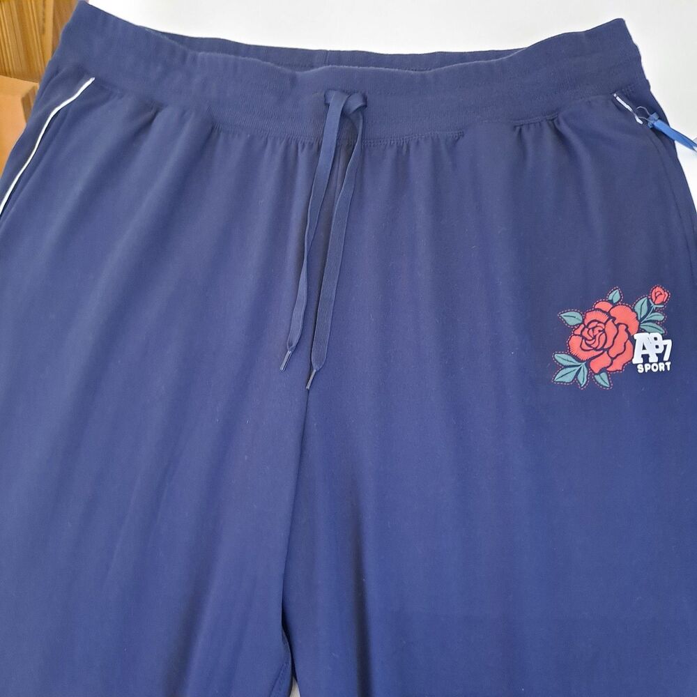 Aeropostale Women's Fleece Pants Size 3X Navy Roses Accents